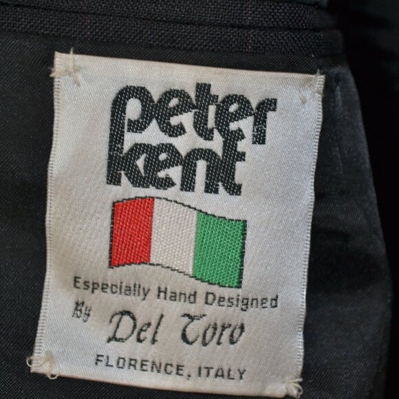 Peter Kent Pinstriped Mens Blazer Sport Jacket 3 Pockets Black Made In Italy - Picture 8 of 8